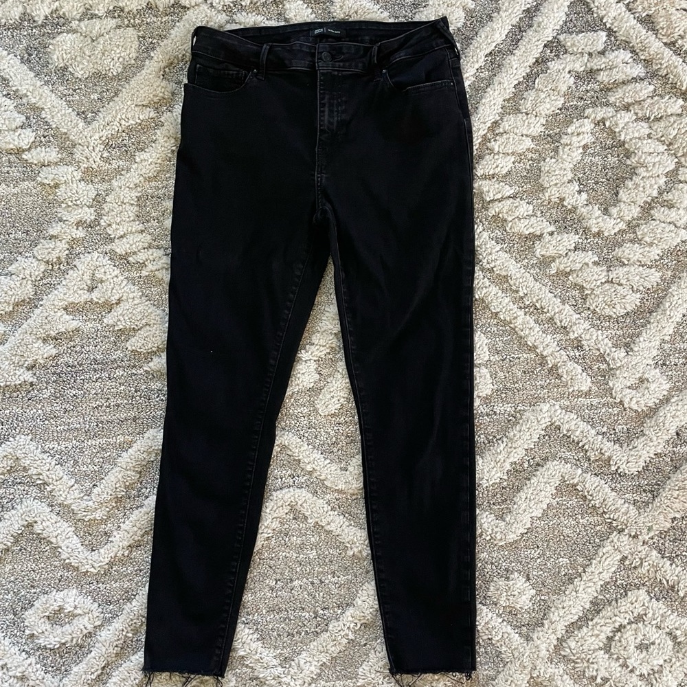True Religion Jennie Curvy Mid Rise Skinny Black Jeans Raw Hem Women’s Size 32